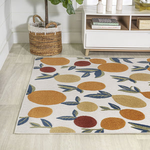 HomeRoots 5' Polka Dot Area Rug in Orange, Beige & Cream - Durable Indoor/Outdoor Design for Any Space! 702699
