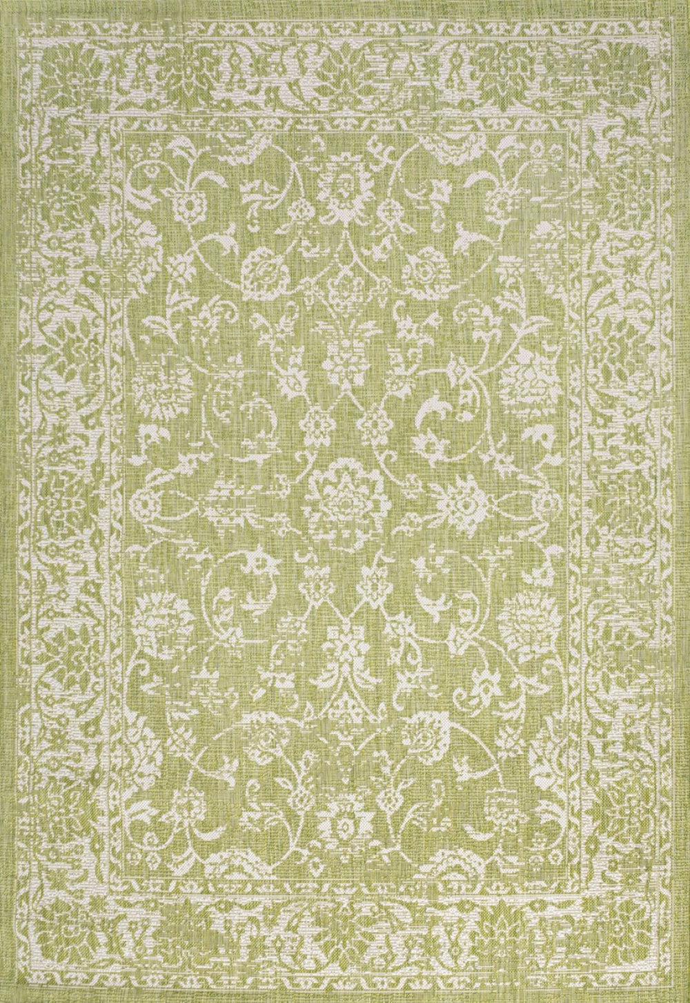 HomeRoots 8' X 10' Green and Cream Medallion Area Rug - Stylish, Durable for Indoor & Outdoor Spaces, Easy Care 702707