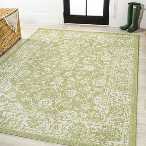 HomeRoots 9' X 12' Green and Cream Medallion Area Rug – Stylish, Weather-Resistant, Perfect for Indoor & Outdoor Spaces 702708