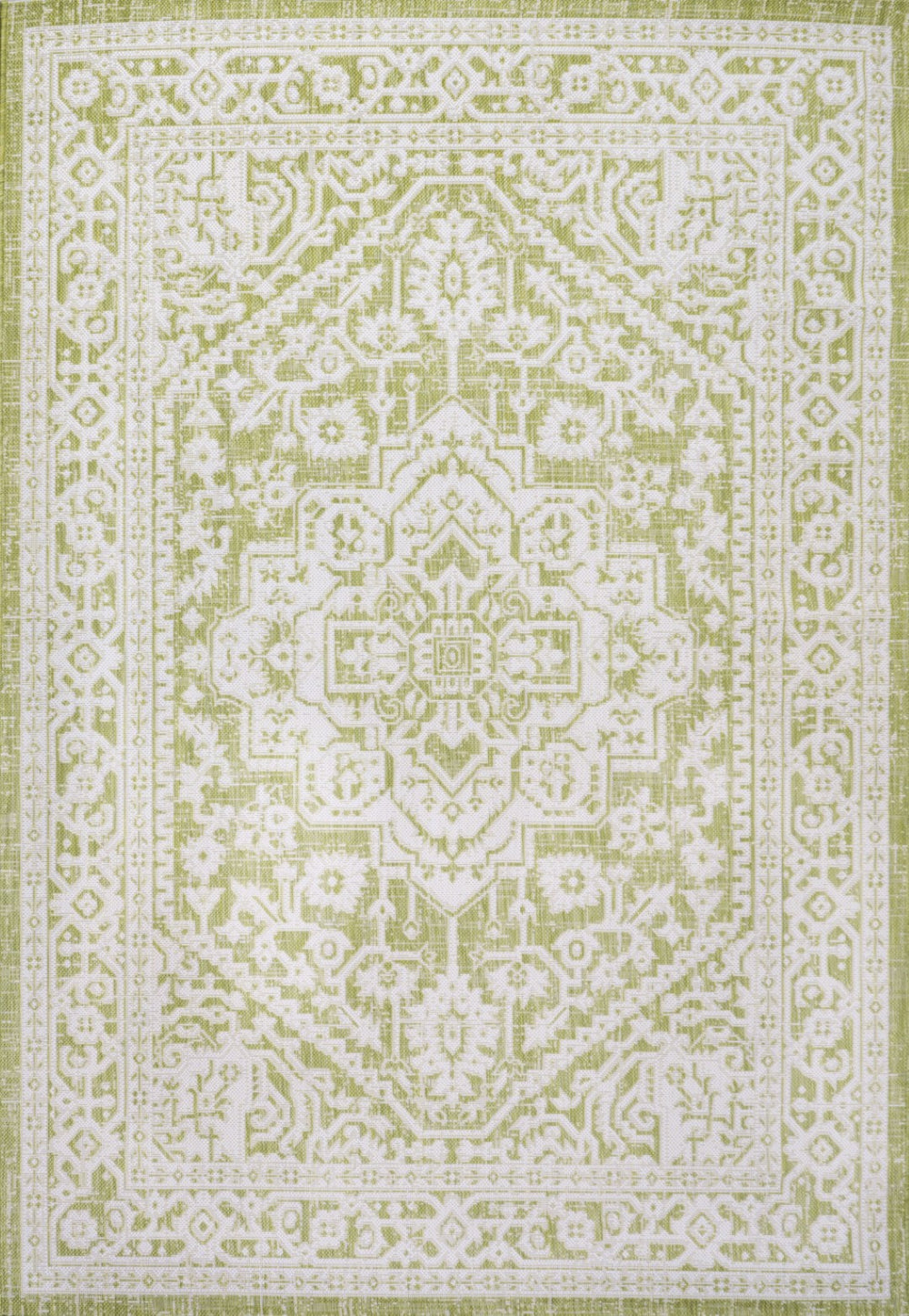 HomeRoots 8' X 10' Elegant Green and Cream Medallion Rug - Versatile Indoor/Outdoor Accent for Any Space 702718