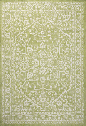 HomeRoots 9' Green and Cream Medallion Area Rug - Durable Indoor/Outdoor Elegance for Any Space, 9x12 ft 702728