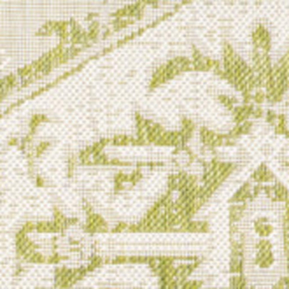 HomeRoots 8' Elegant Cream and Green Medallion Area Rug for Indoor/Outdoor Spaces – Stylish and Durable Design 702736