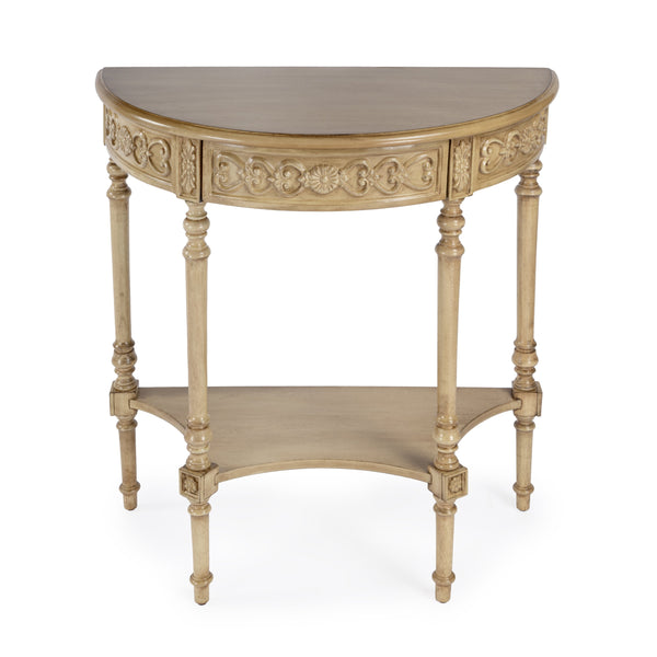 Butler Specialty Danielle Elegant Demilune Console Table With Drawer And Open Shelf For Timeless Home Charm Beige Poplar Wood,Mdf,Resin,Cherry Veneer 7027424-butler