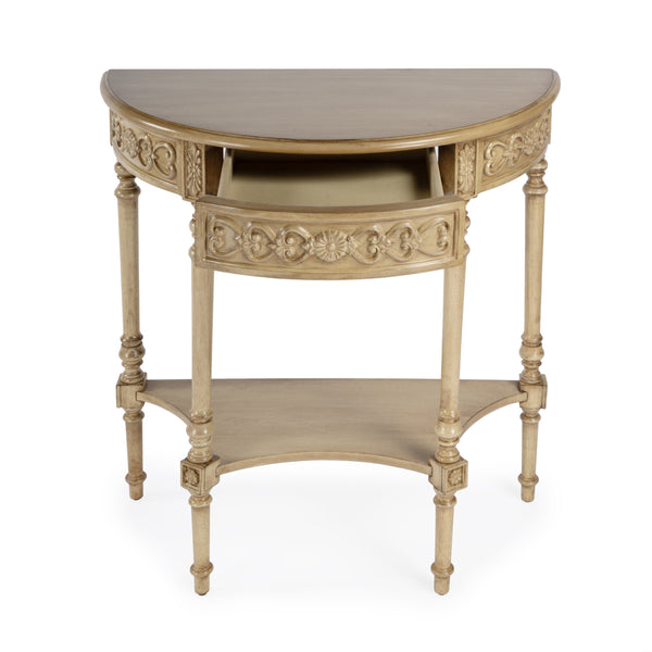 Butler Specialty Danielle Elegant Demilune Console Table With Drawer And Open Shelf For Timeless Home Charm Beige Poplar Wood,Mdf,Resin,Cherry Veneer 7027424-butler