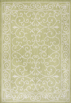 HomeRoots 5' Green and Cream Medallion Area Rug - Durable, Stylish, Indoor/Outdoor Design for Any Space 702742