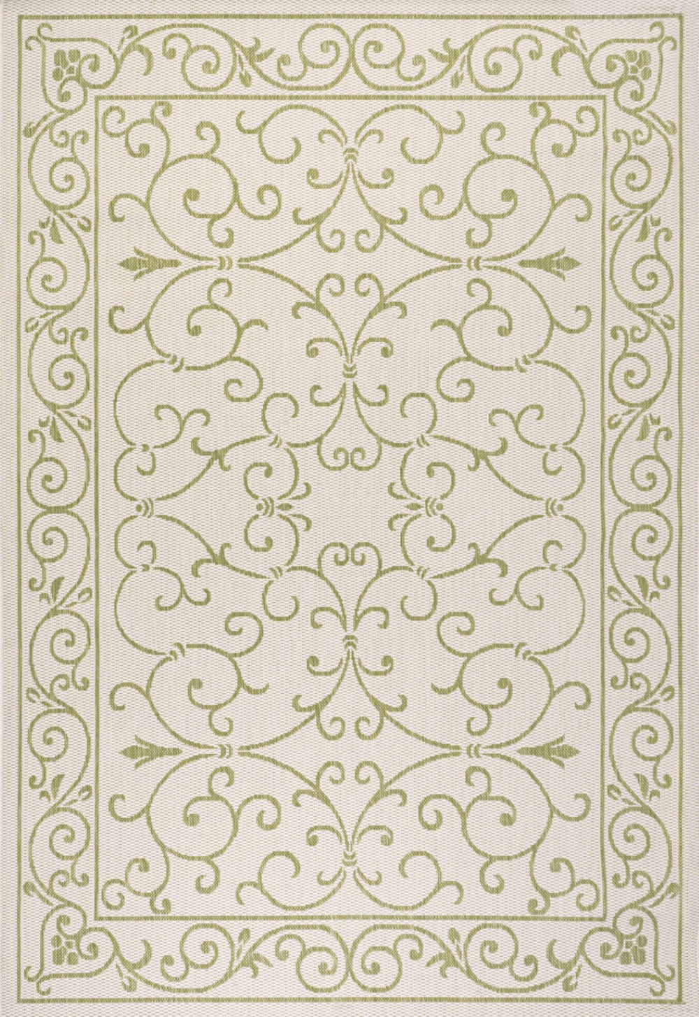 HomeRoots 9' X 12' Cream and Green Medallion Area Rug - Elegant Indoor/Outdoor Durable Design for Any Space 702755