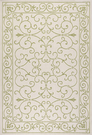 HomeRoots 9' X 12' Cream and Green Medallion Area Rug - Elegant Indoor/Outdoor Durable Design for Any Space 702755