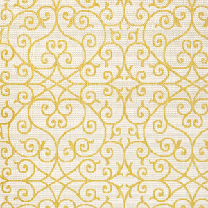 HomeRoots 5' Geometric Cream and Yellow Indoor-Outdoor Area Rug for Modern Spaces - Durable, Easy Care, Versatile! 702758