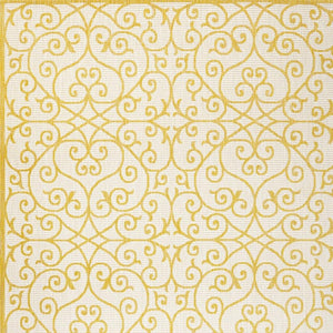 HomeRoots 5' Geometric Cream and Yellow Indoor-Outdoor Area Rug for Modern Spaces - Durable, Easy Care, Versatile! 702758