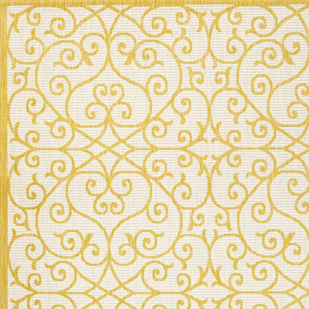 HomeRoots 8' X 10' Cream & Yellow Geometric Area Rug – Stylish, Durable Indoor/Outdoor Decor for Any Space! 702759
