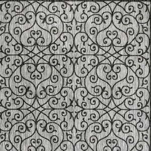 HomeRoots 9' Geometric Light Gray and Black Indoor-Outdoor Area Rug - Modern, Durable, Versatile Design for Any Space 702765