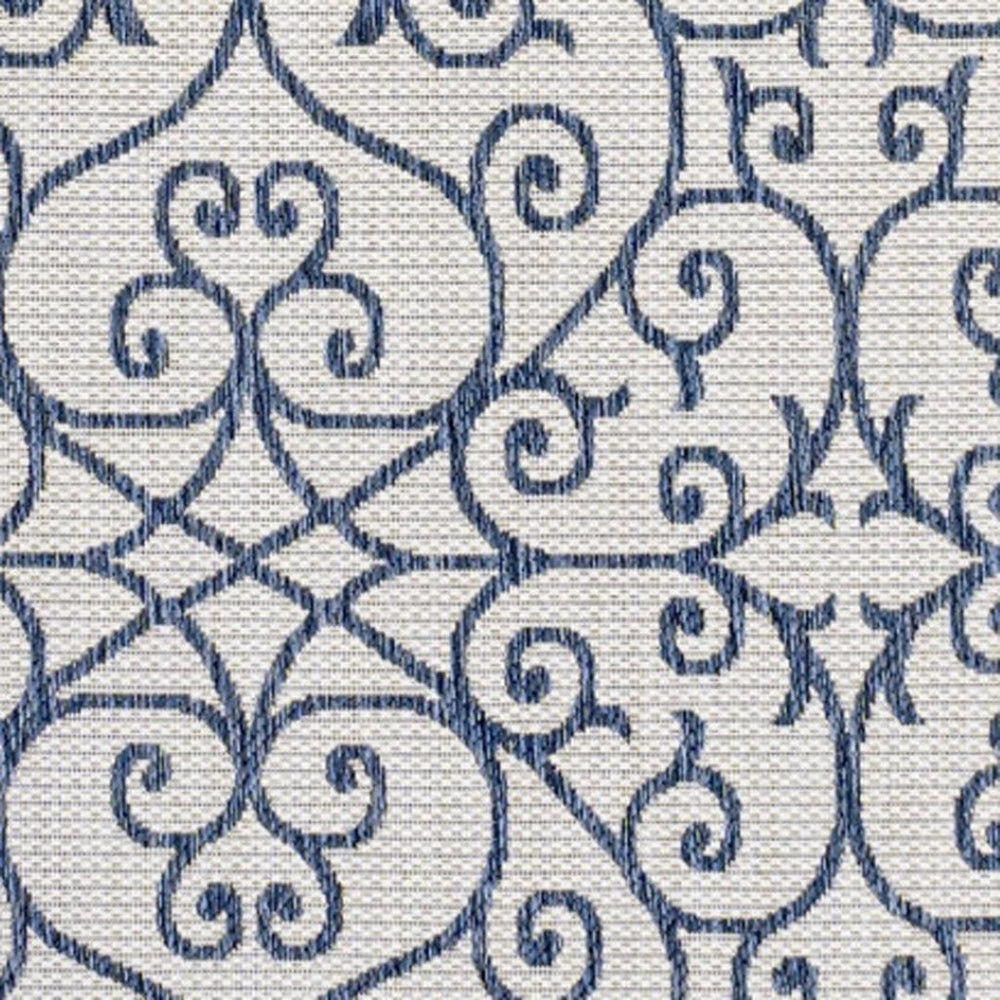HomeRoots 5' Stylish Blue and Cream Geometric Area Rug for Indoor/Outdoor Use - Durable, Easy Care, Versatile Design 702768