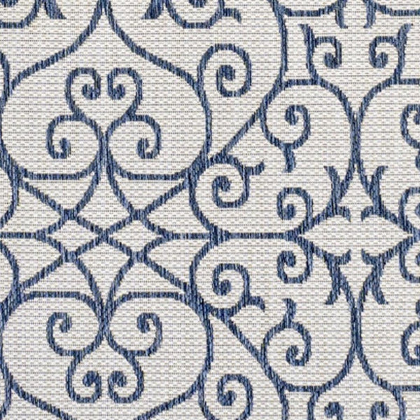 HomeRoots 5' Stylish Blue and Cream Geometric Area Rug for Indoor/Outdoor Use - Durable, Easy Care, Versatile Design 702768
