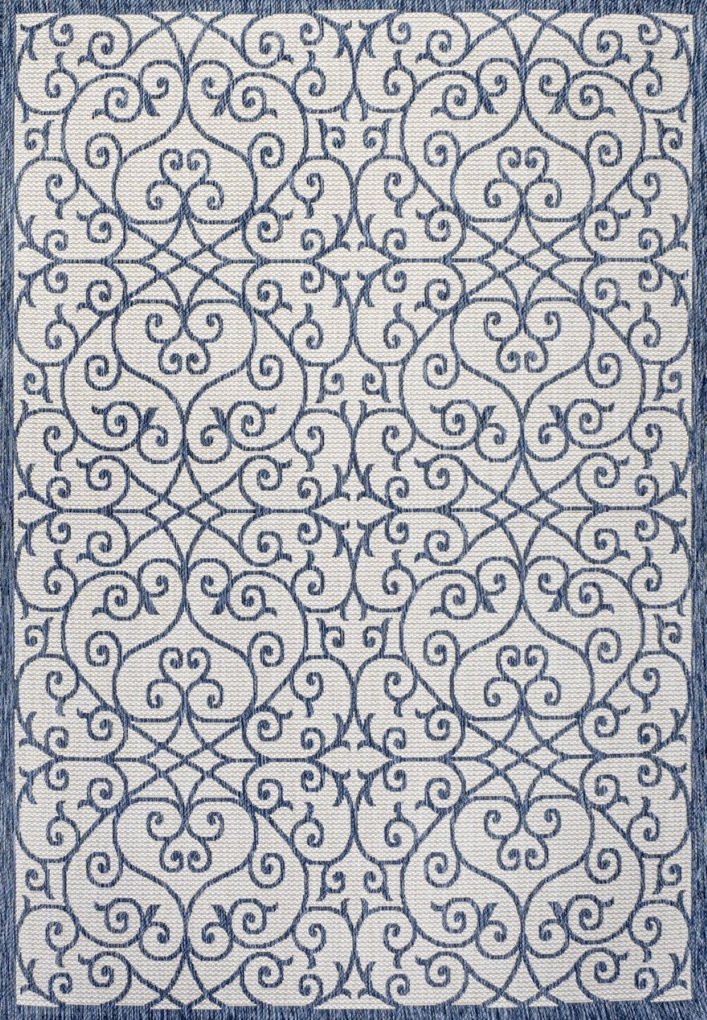 HomeRoots 5' Stylish Blue and Cream Geometric Area Rug for Indoor/Outdoor Use - Durable, Easy Care, Versatile Design 702768