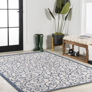 HomeRoots 5' Stylish Blue and Cream Geometric Area Rug for Indoor/Outdoor Use - Durable, Easy Care, Versatile Design 702768