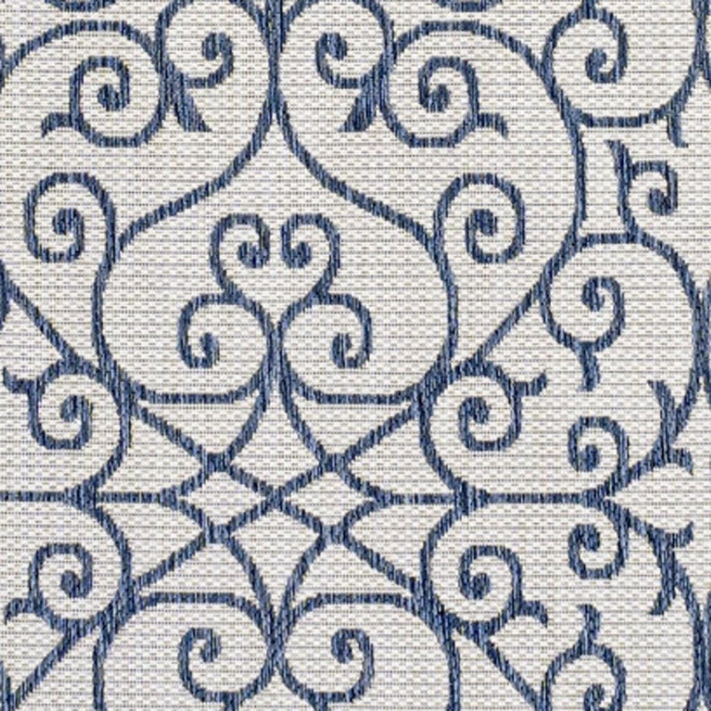 HomeRoots 8' X 10' Blue and Cream Geometric Area Rug - Versatile Indoor/Outdoor Comfort, Easy Care & Stylish Design 702769