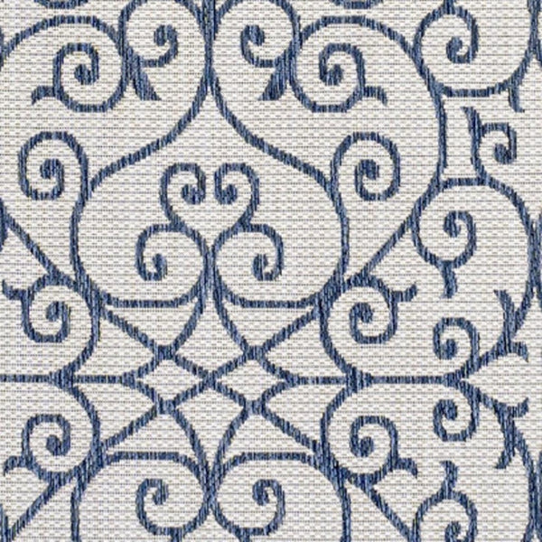 HomeRoots 8' X 10' Blue and Cream Geometric Area Rug - Versatile Indoor/Outdoor Comfort, Easy Care & Stylish Design 702769