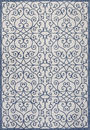 HomeRoots 8' X 10' Blue and Cream Geometric Area Rug - Versatile Indoor/Outdoor Comfort, Easy Care & Stylish Design 702769