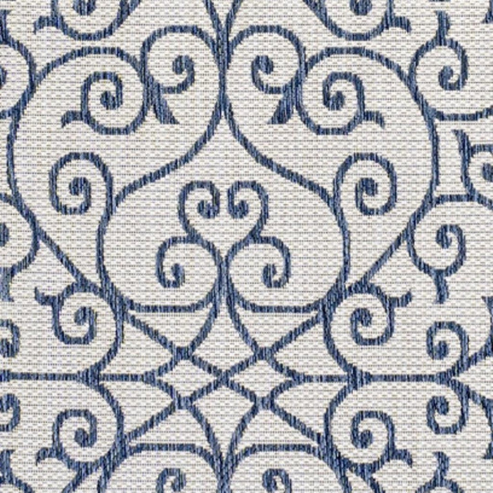 HomeRoots 9' Stylish Blue and Cream Geometric Area Rug - Indoor/Outdoor, Durable, Easy-Clean, Versatile Design 702770