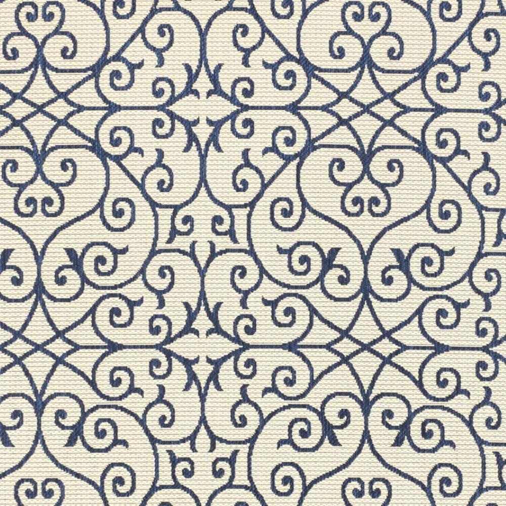 HomeRoots 5' Navy Blue & Beige Geometric Area Rug – Stylish Indoor/Outdoor Decor, Durable & Easy to Clean 702775