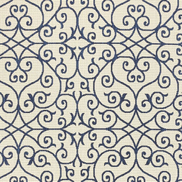 HomeRoots 9' X 12' Navy Blue Geometric Area Rug - Stylish Indoor/Outdoor Comfort for Modern Spaces & Patios 702779