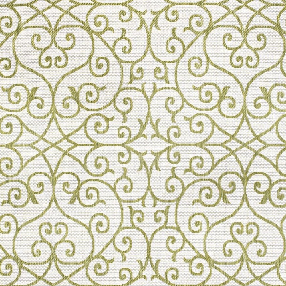 HomeRoots 5' Green and Cream Geometric Indoor Outdoor Area Rug – Durable, Stylish, Easy-Clean Accent for Any Space 702784