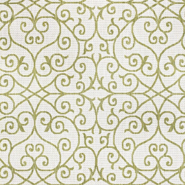 HomeRoots 5' Green and Cream Geometric Indoor Outdoor Area Rug – Durable, Stylish, Easy-Clean Accent for Any Space 702784