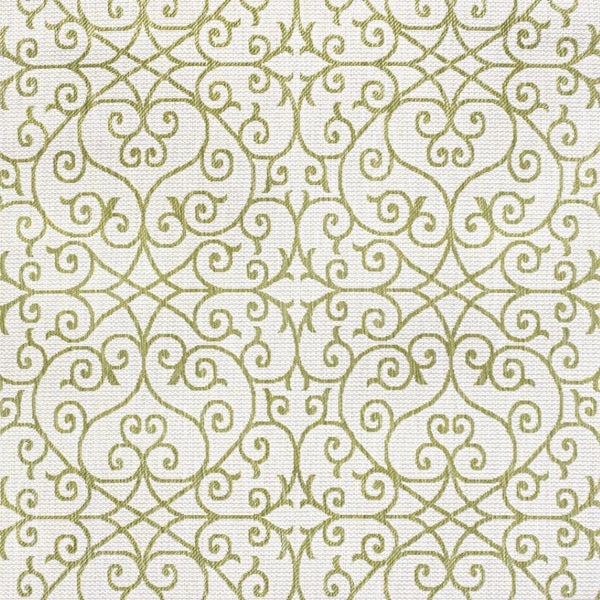 HomeRoots 5' Green and Cream Geometric Indoor Outdoor Area Rug – Durable, Stylish, Easy-Clean Accent for Any Space 702784