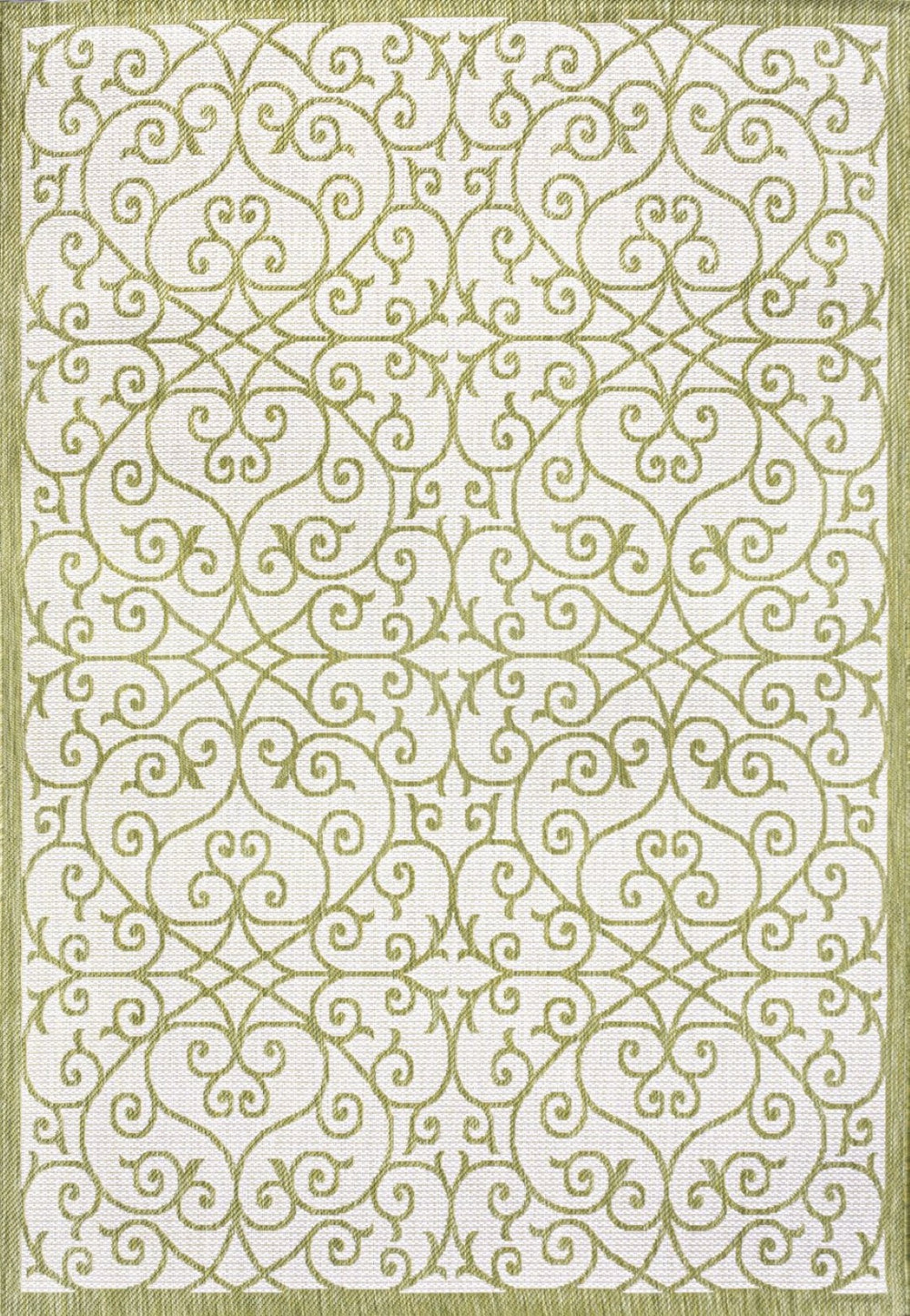 HomeRoots 5' Green and Cream Geometric Indoor Outdoor Area Rug – Durable, Stylish, Easy-Clean Accent for Any Space 702784