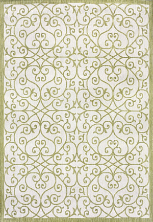 HomeRoots 9' Geometric Green and Cream Area Rug – Stylish Indoor/Outdoor Design for High-Traffic Spaces 702788