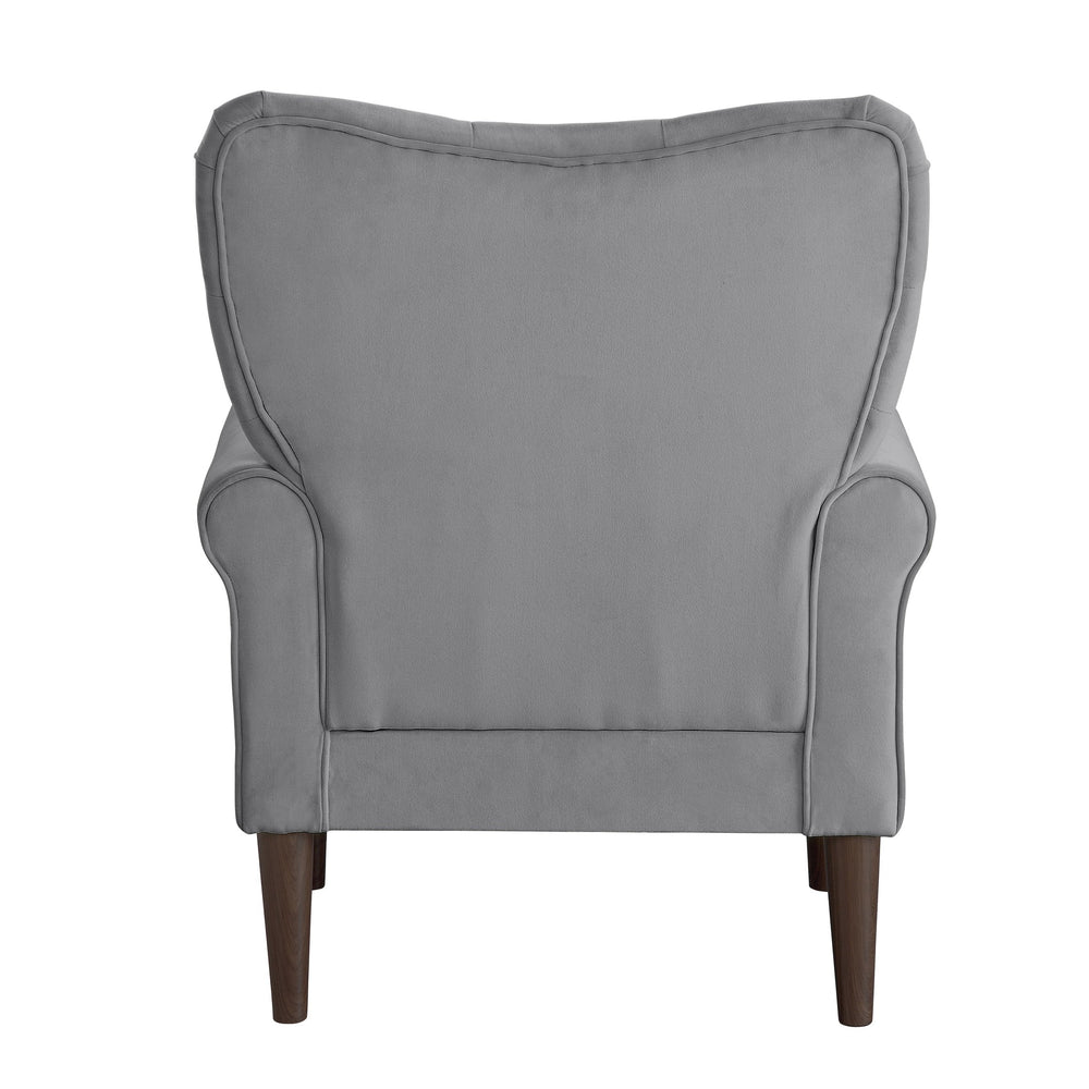 English Elm Classic Dark Gray Velvet Accent Chair Tufted Back Contoured Arms Seat Cushion 30x31.5x38.5" Elegant Seating B011P283272