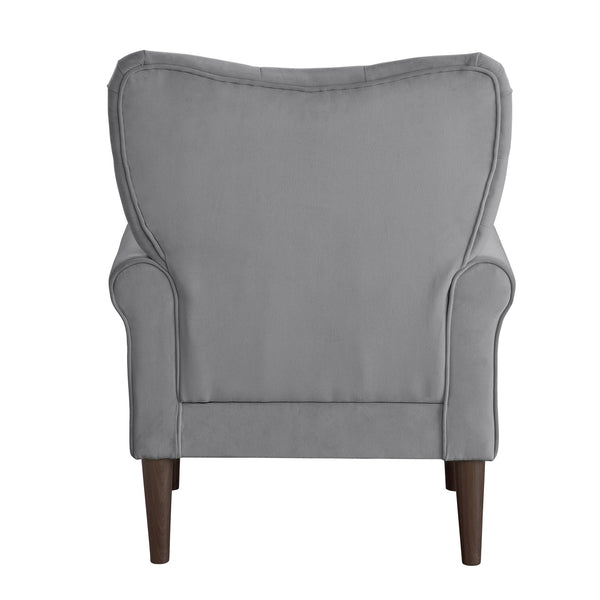 English Elm Classic Dark Gray Velvet Accent Chair Tufted Back Contoured Arms Seat Cushion 30x31.5x38.5" Elegant Seating B011P283272