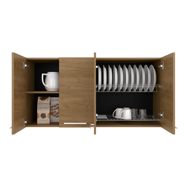 English Elm Kitchen Cabinet Durham Macadamia Beige Wall-Mounted 4-Door Engineered Wood 47.2x23.6x13.1-in sturdy design B092P309165