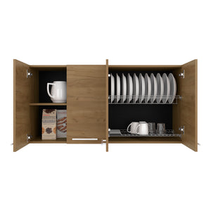 English Elm Wall Cabinet Ontario Macadamia Beige – Modern Engineered Wood Kitchen Cabinet w/ Dish Rack & Shelves, Durable Design (62.2x18.5x23.6) B092P306237