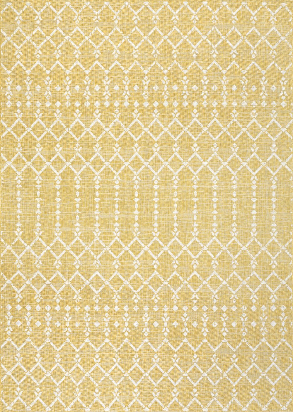 HomeRoots 9' X 12' Yellow and Cream Trellis Rug - Stylish Indoor/Outdoor Area Rug for Living Spaces & Patios 702793