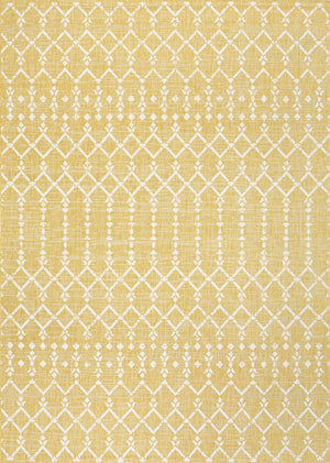 HomeRoots 9' X 12' Yellow and Cream Trellis Rug - Stylish Indoor/Outdoor Area Rug for Living Spaces & Patios 702793