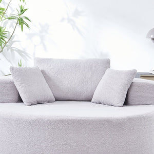 English Elm 55"l Teddy Fleece Round Chaise Chair Plush Foam Seating for Modern Living Rooms Gray W1669P368377