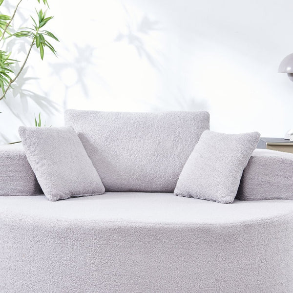 English Elm 55"l Teddy Fleece Round Chaise Chair Plush Foam Seating for Modern Living Rooms Gray W1669P368377
