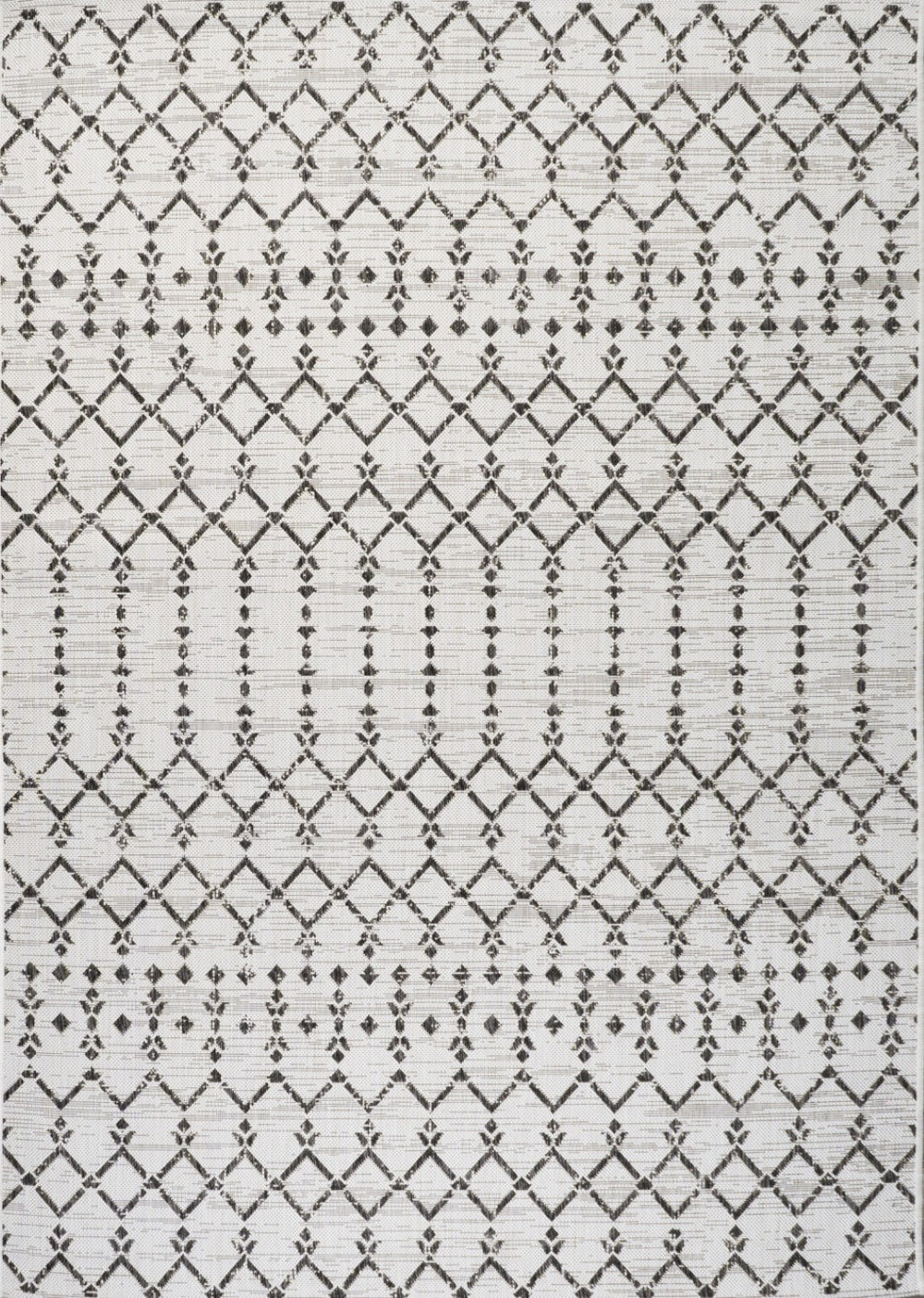 HomeRoots 5' X 8' Cream and Black Trellis Rug - Durable Indoor/Outdoor Area Rug for Modern & Classic Spaces 702805