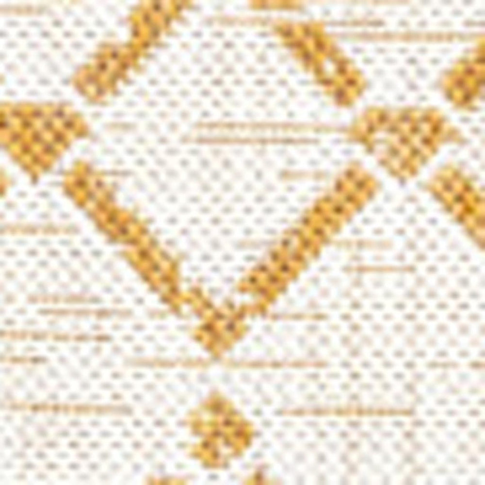 HomeRoots 5' X 8' Cream and Yellow Trellis Rug - Stylish Indoor/Outdoor Area Rug for Patios, Kitchens & More! 702810
