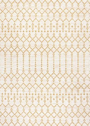 HomeRoots 5' X 8' Cream and Yellow Trellis Rug - Stylish Indoor/Outdoor Area Rug for Patios, Kitchens & More! 702810