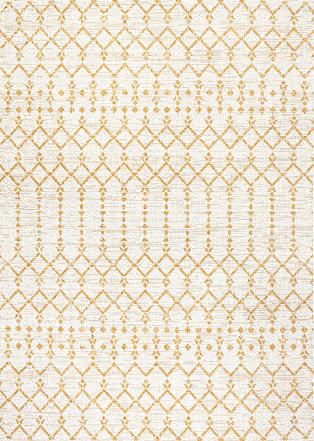 HomeRoots 9' X 12' Cream and Yellow Trellis Area Rug – Stylish, Durable Indoor/Outdoor Design for Any Space! 702812