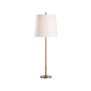 Chelsea House Amelia Rattan Lamp By Jamie Merida — Aged Brass & Natural Woven Shade, Compact 33" Ambient Accent 70283