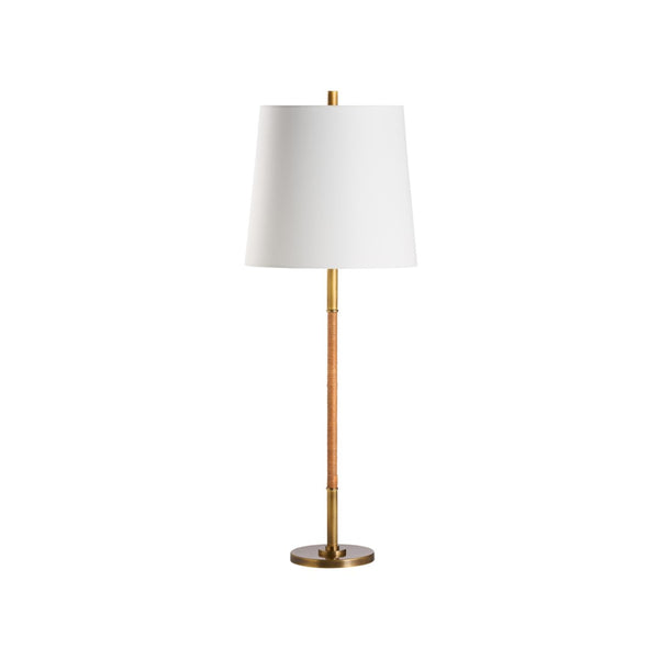 Chelsea House Amelia Rattan Lamp By Jamie Merida — Aged Brass & Natural Woven Shade, Compact 33" Ambient Accent 70283