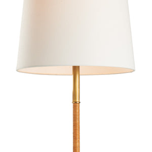 Chelsea House Amelia Rattan Lamp By Jamie Merida — Aged Brass & Natural Woven Shade, Compact 33" Ambient Accent 70283