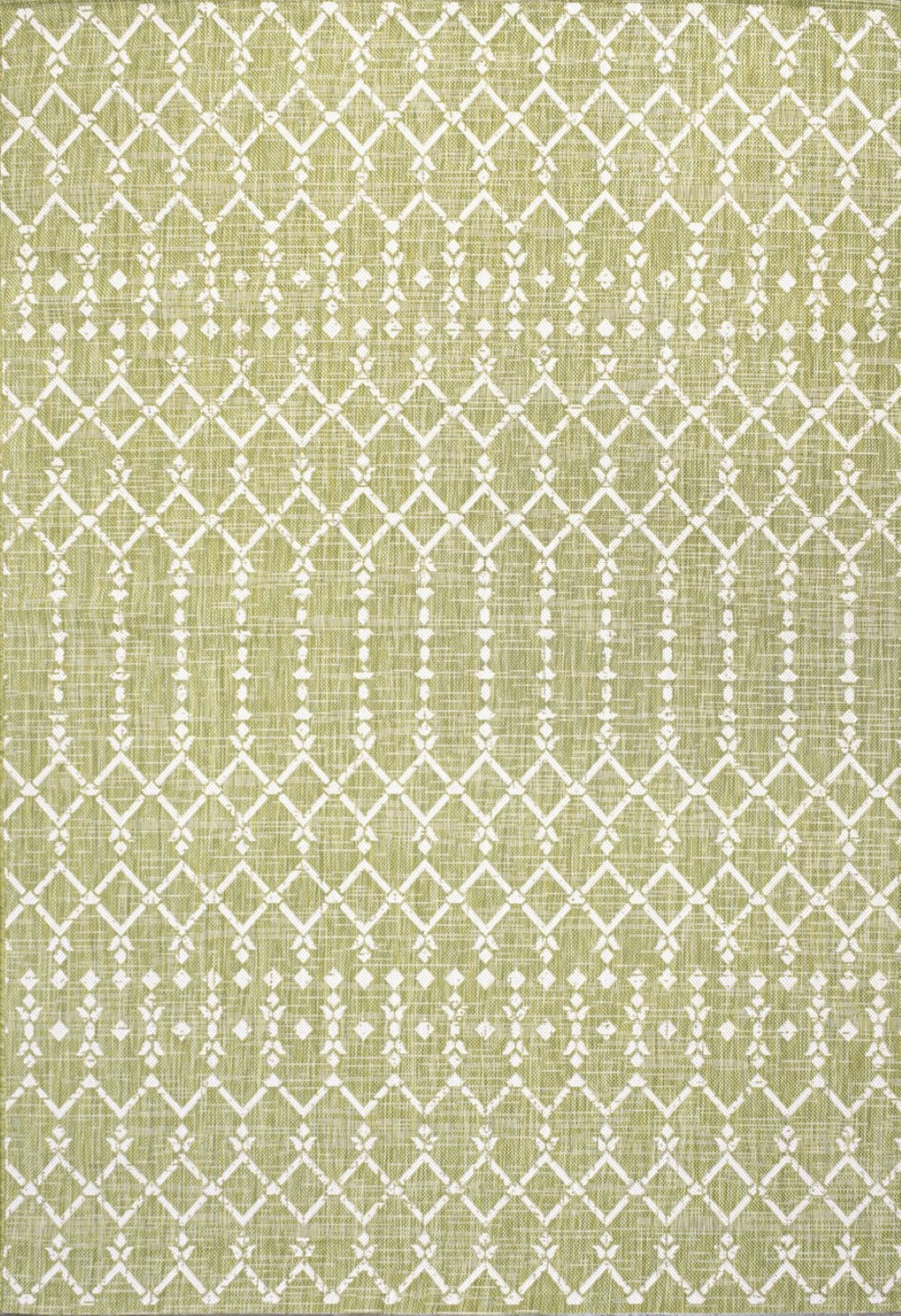 HomeRoots 5' Trellis Indoor Outdoor Area Rug - Light Green & Cream, Durable, Stylish, Easy Care for Any Space 702835