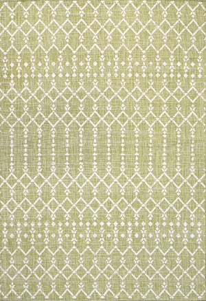 HomeRoots 5' Trellis Indoor Outdoor Area Rug - Light Green & Cream, Durable, Stylish, Easy Care for Any Space 702835