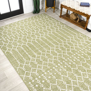 HomeRoots 5' Trellis Indoor Outdoor Area Rug - Light Green & Cream, Durable, Stylish, Easy Care for Any Space 702835