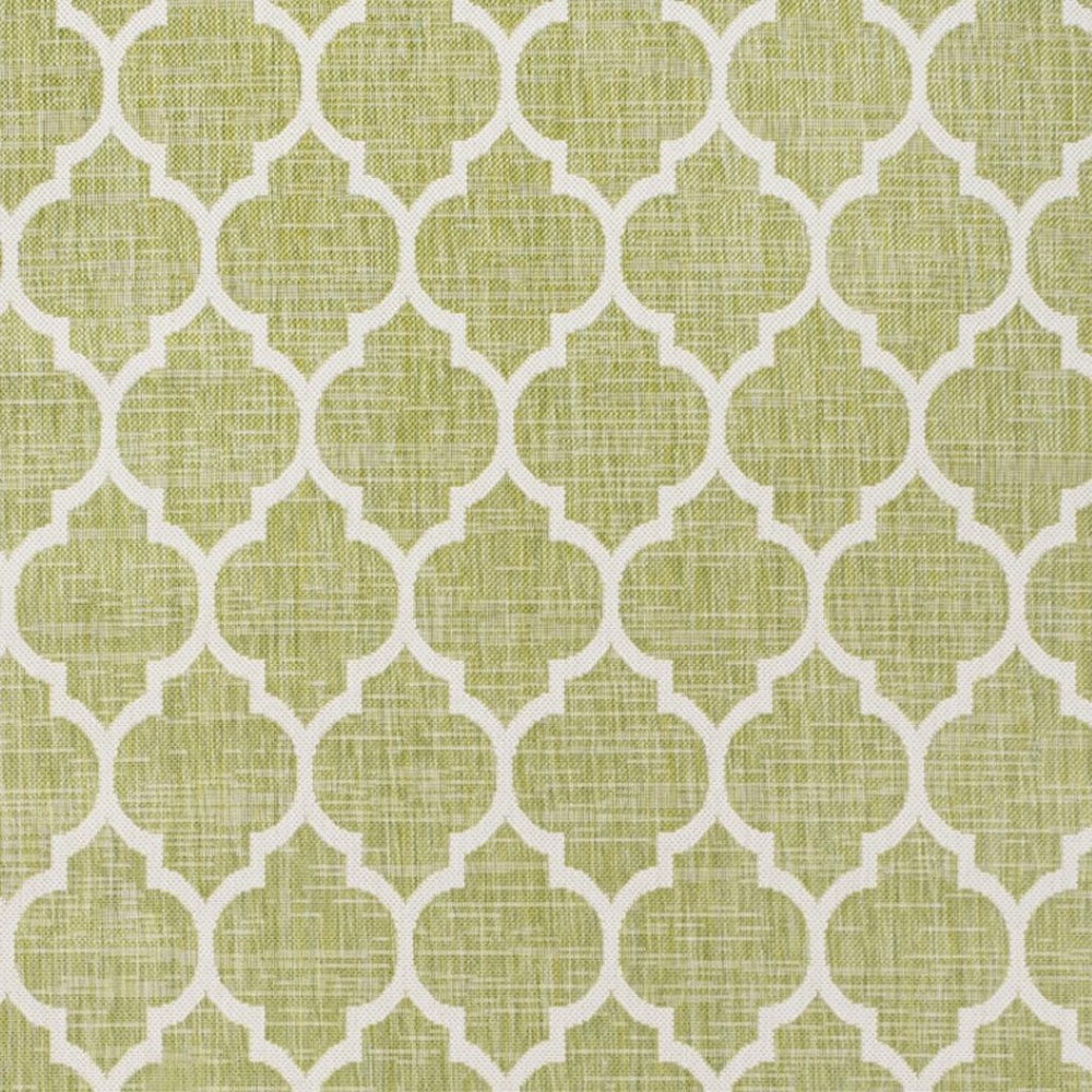 HomeRoots 5' Modern Green and Cream Geometric Area Rug – Stylish, Durable Indoor/Outdoor Design for Any Space 702844