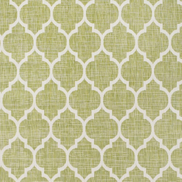 HomeRoots 5' Modern Green and Cream Geometric Area Rug – Stylish, Durable Indoor/Outdoor Design for Any Space 702844